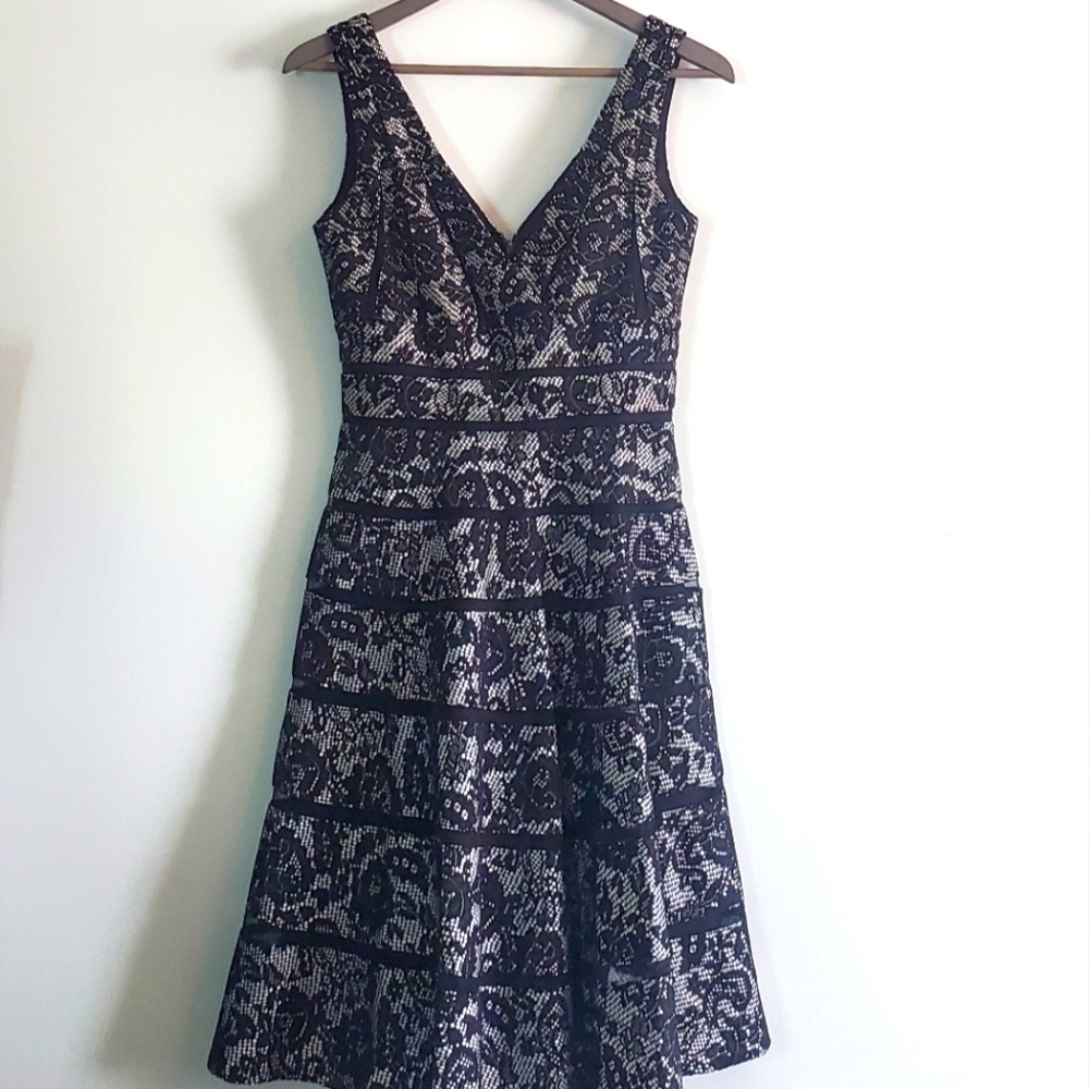 Js Collections Black And White Lace Overlay Dress - image 1